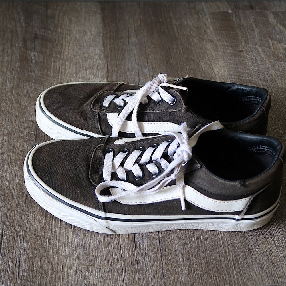 Black old skool canvas vans